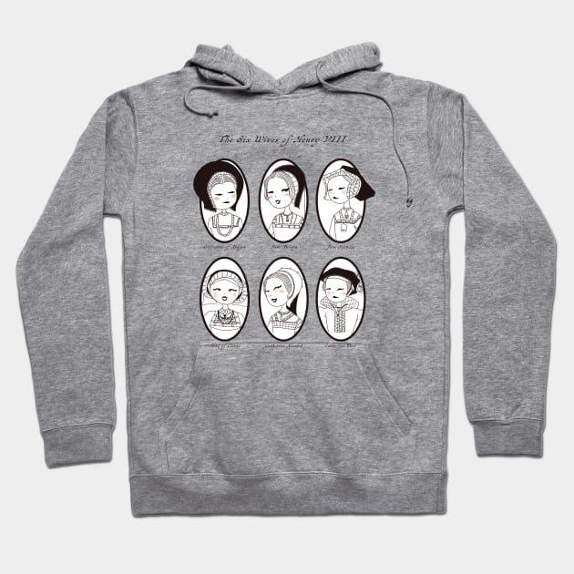 Mid Century Style Sketch of the six wives of Henry VIII Hoodie by MariOyama